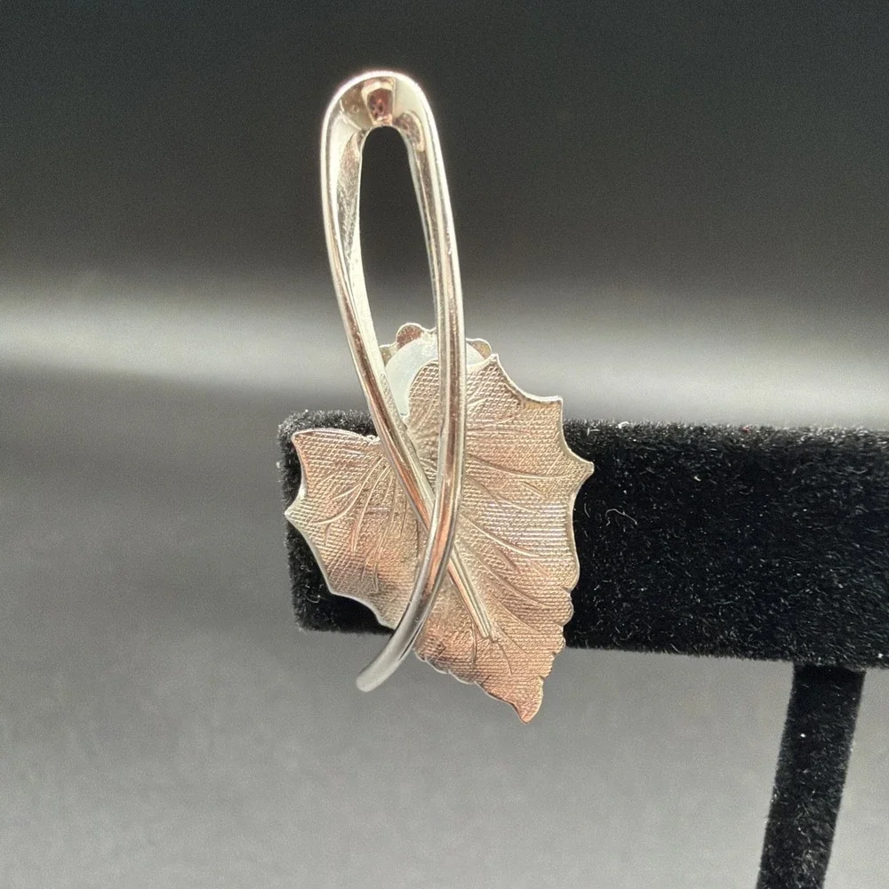 Vintage Maple Leaf Sterling Silver Clip on‎ Earrings